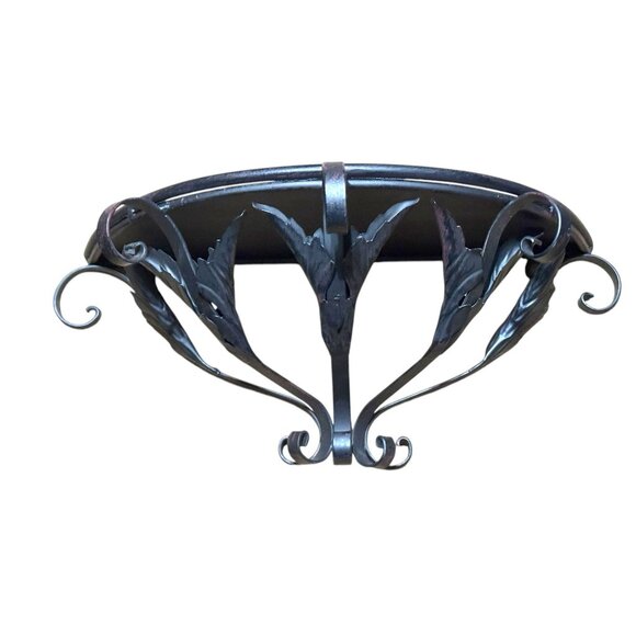 Wrought Iron Wall-Mounted Decorative Shelf With Leaf Design - Picture 10 of 11